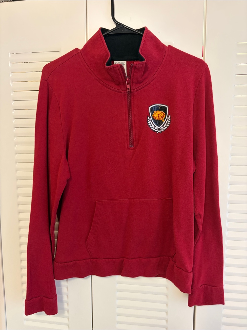 Crimson PINK brand Half-Zip Pullover with Sequin Iowa State University Patch